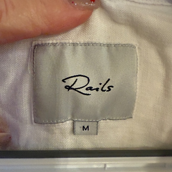 Rails Matea White Linen Lace Up Blouse White 35020 - Picture 7 of 15